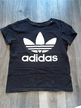 adidas Black Tee with White Trefoil Logo
